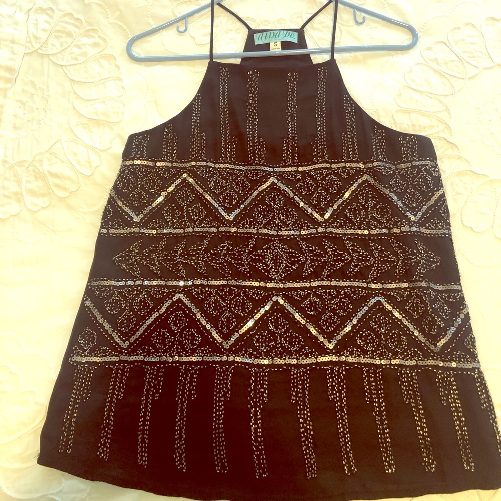 Black sequence and beaded top